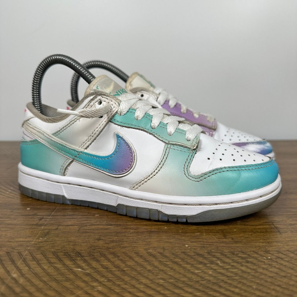 Nike Dunk Low Kids 3.5Y Womens 5 White Multi Color Unlock Your Space Sneakers